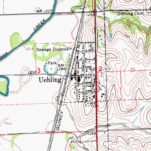 Topographic Map of Uehling, NE