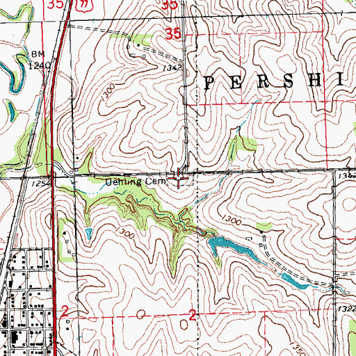 Topographic Map of Uehling Cemetery, NE