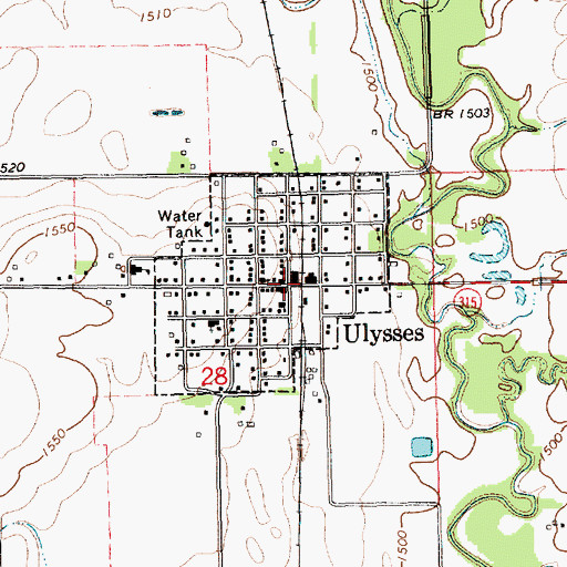 Topographic Map of Ulysses, NE