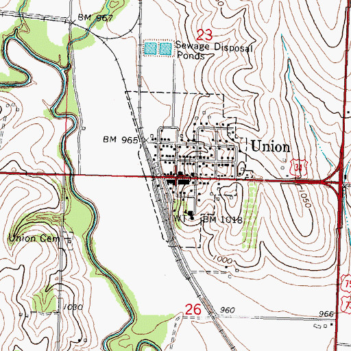Topographic Map of Union, NE