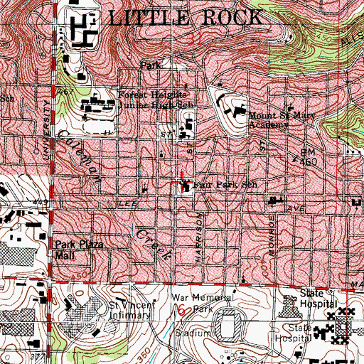 Topographic Map of Fair Park Elementary School, AR