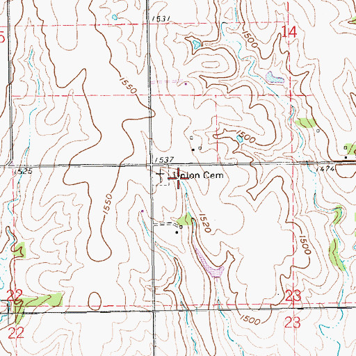 Topographic Map of Union Cemetery, NE