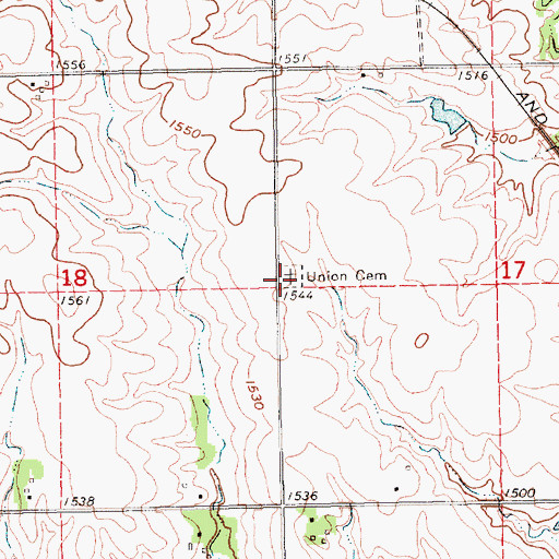 Topographic Map of Union Cemetery, NE