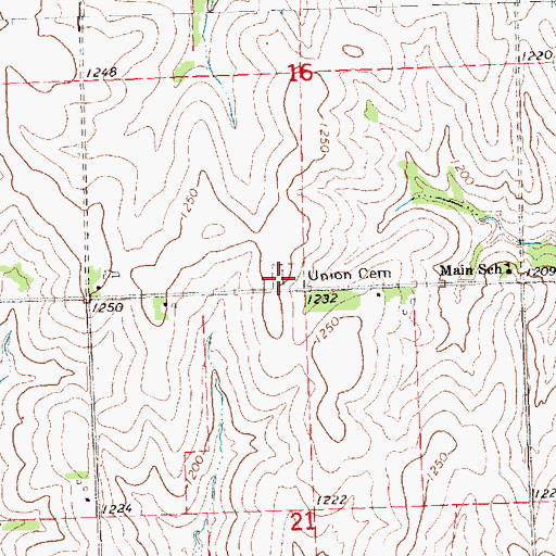 Topographic Map of Union Cemetery, NE