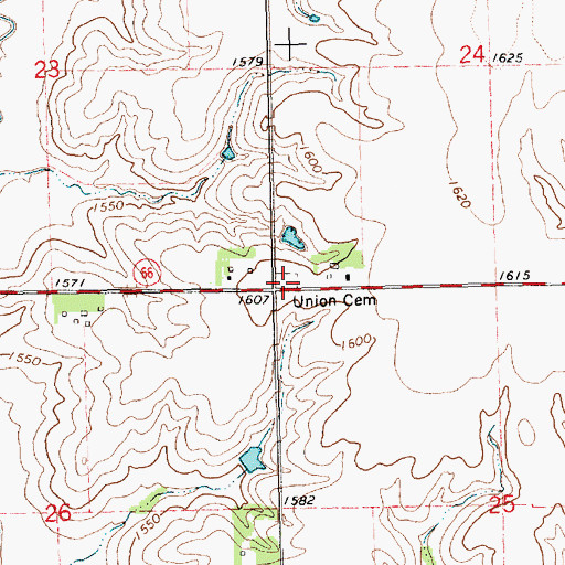 Topographic Map of Union Cemetery, NE