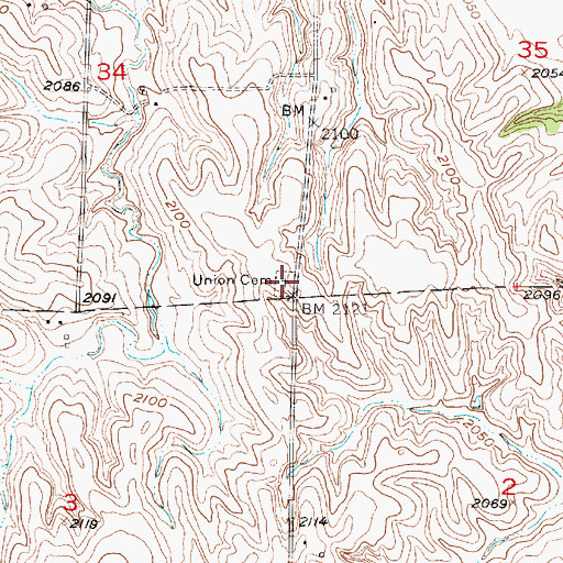Topographic Map of Union Cemetery, NE