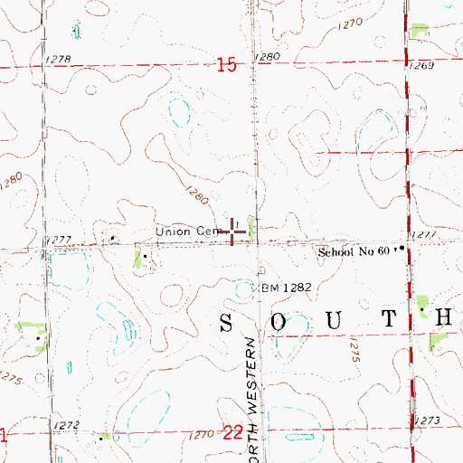 Topographic Map of Union Cemetery, NE