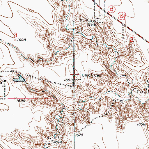 Topographic Map of Union Cemetery, NE