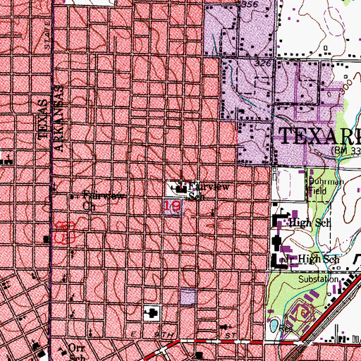 Topographic Map of Fairview Elementary School, AR