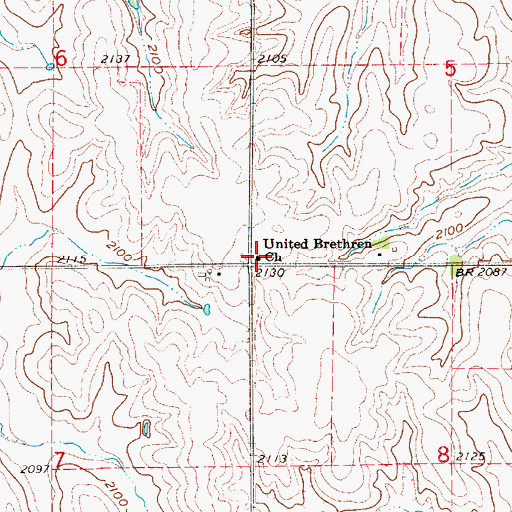 Topographic Map of United Brethren Church, NE