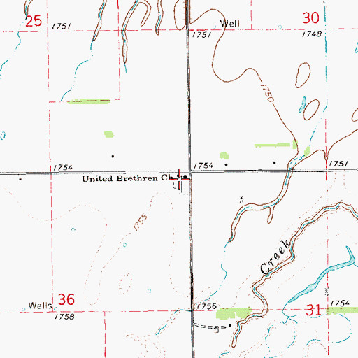 Topographic Map of United Brethren Church, NE