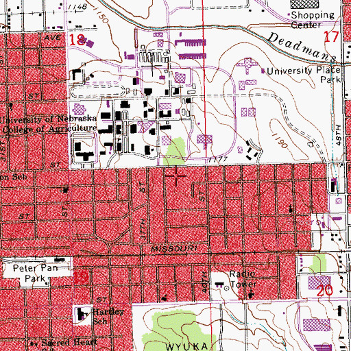 Topographic Map of University of Nebraska - Lincoln East Campus, NE