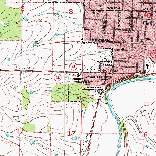 Topographic Map of Forest Heights Elementary School, AR