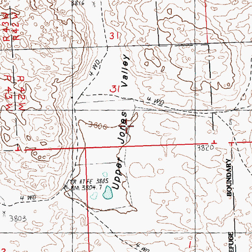 Topographic Map of Upper Jones Valley, NE