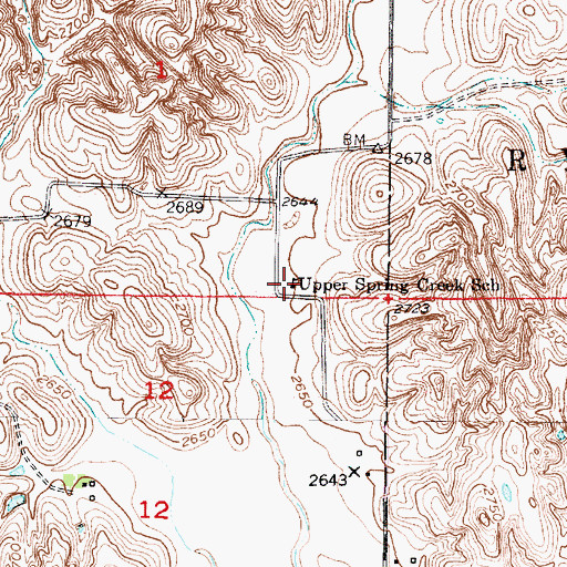 Topographic Map of Upper Spring Creek School (historical), NE