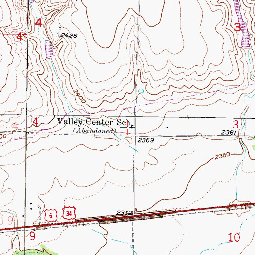 Topographic Map of Valley Center School, NE
