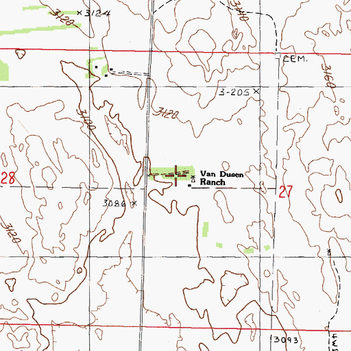 Topographic Map of Van Dusen Ranch, NE