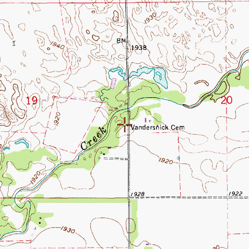 Topographic Map of Vandersnick Cemetery, NE