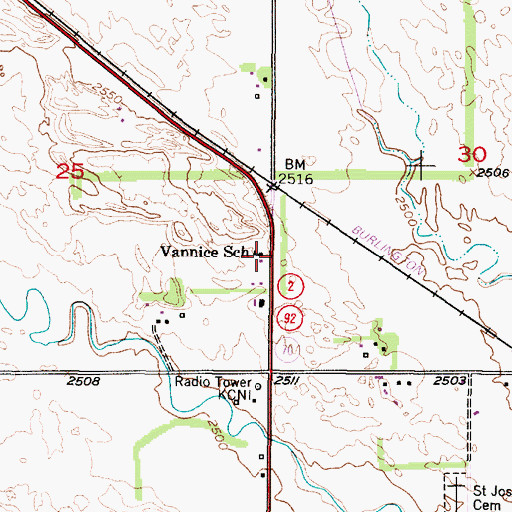 Topographic Map of Vannice School (historical), NE