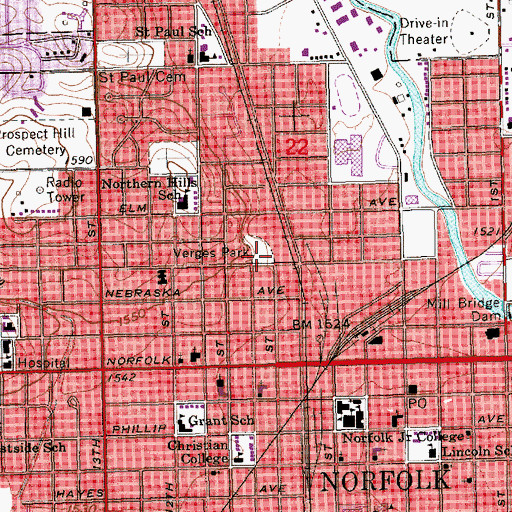 Topographic Map of Verges Park, NE