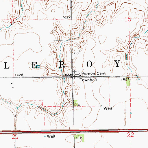 Topographic Map of Vernon Cemetery, NE