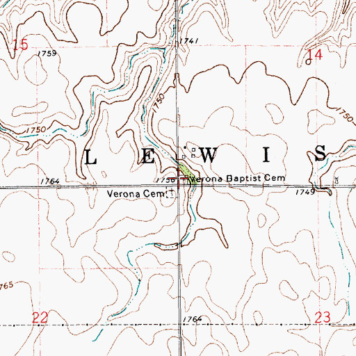 Topographic Map of Verona Baptist Cemetery, NE