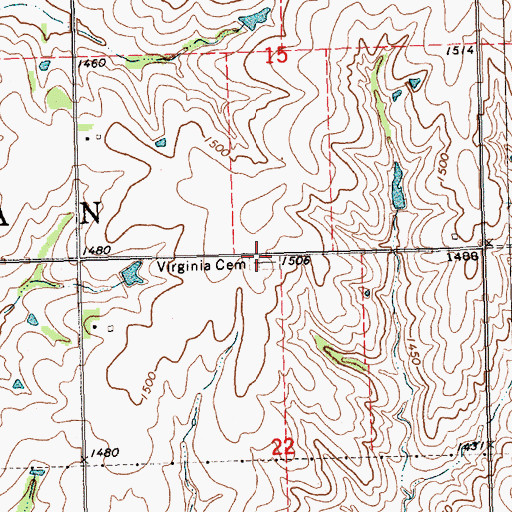 Topographic Map of Virginia Cemetery, NE
