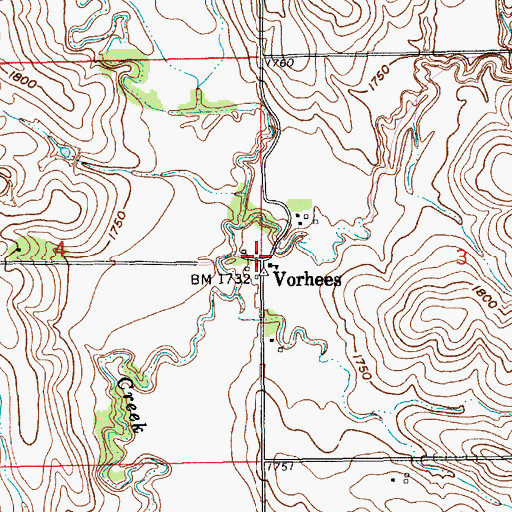 Topographic Map of Vorhees, NE