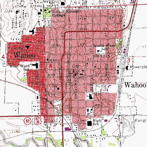 Topographic Map of Wahoo, NE