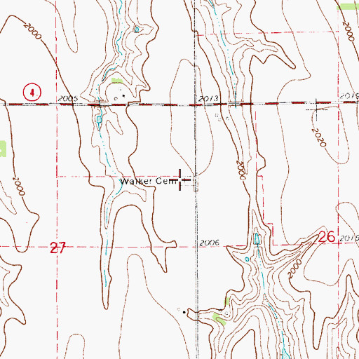 Topographic Map of Walker Cemetery, NE