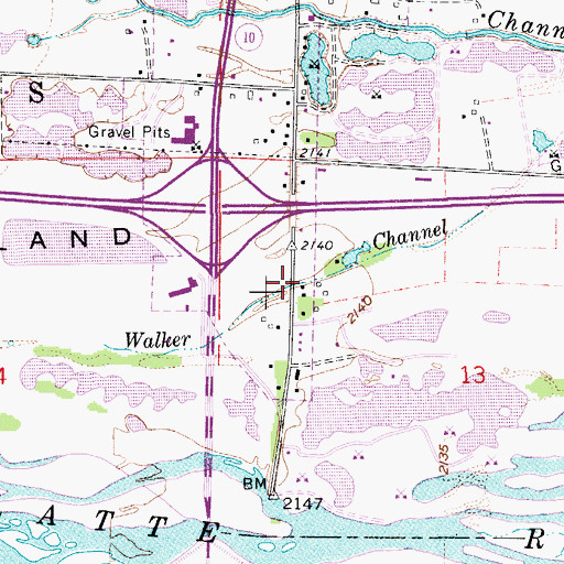Topographic Map of Walker Channel, NE