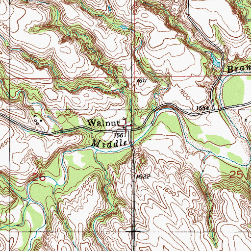 Topographic Map of Walnut, NE