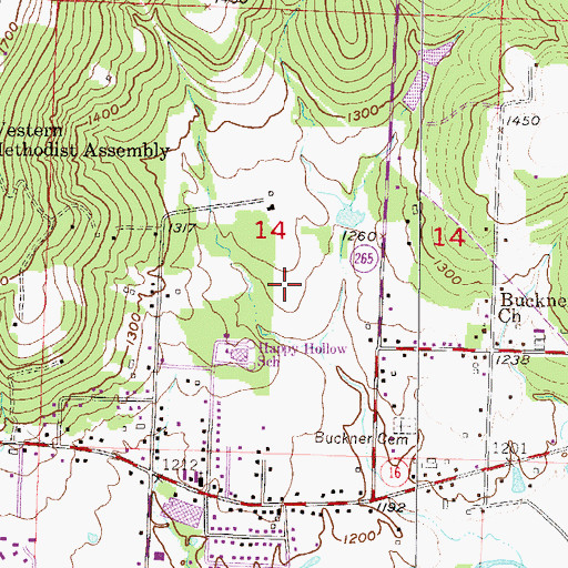 Topographic Map of Happy Hollow Elementary School, AR