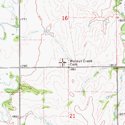 Topographic Map of Walnut Creek Cemetery, NE