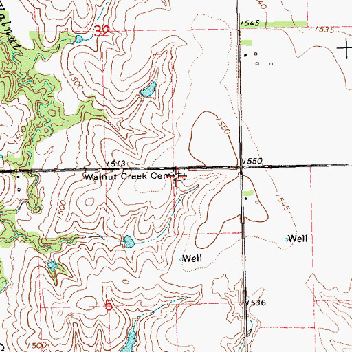 Topographic Map of Walnut Creek Cemetery, NE