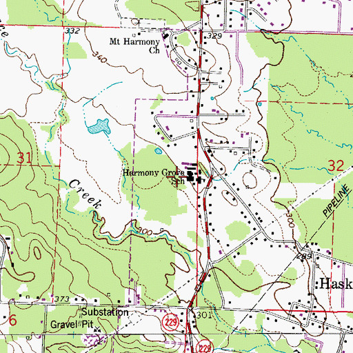 Topographic Map of Harmony Grove High School, AR