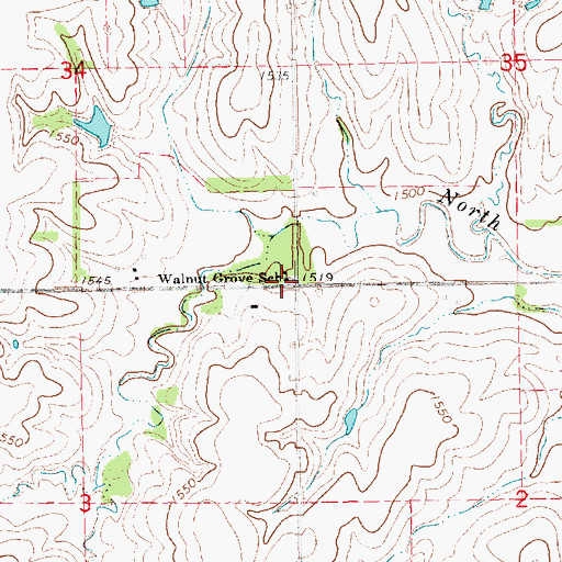 Topographic Map of Walnut Grove School, NE