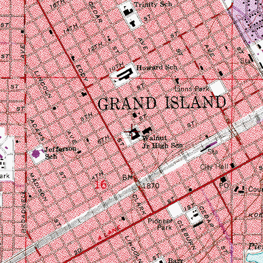 Topographic Map of Walnut Junior High School, NE
