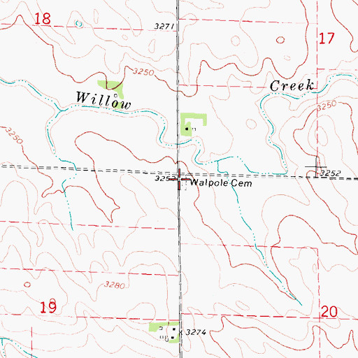 Topographic Map of Walpole Cemetery, NE