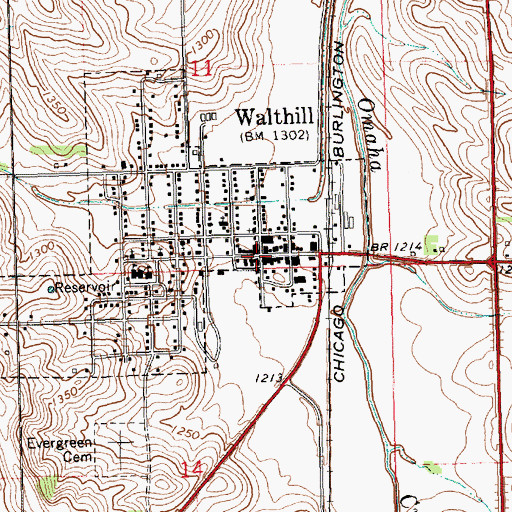 Topographic Map of Walthill, NE