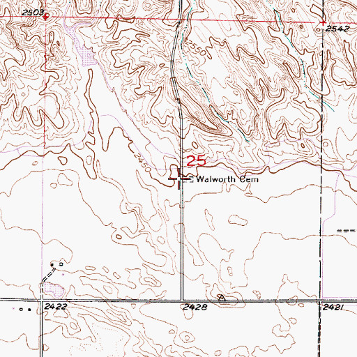 Topographic Map of Walworth Cemetery, NE