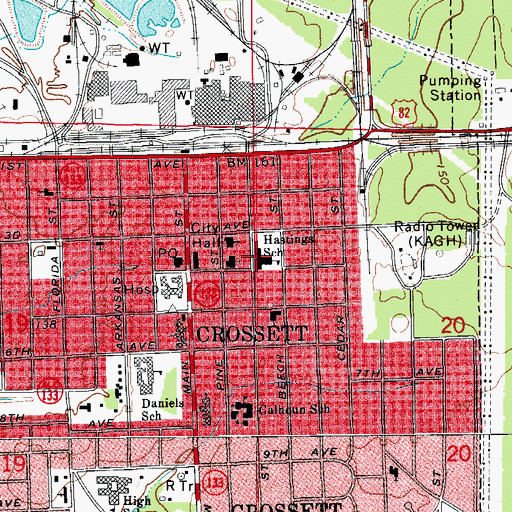 Topographic Map of Hastings Elementary School, AR