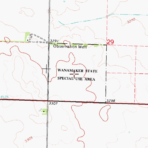 Topographic Map of Wanamaker State Wildlife Management Area, NE