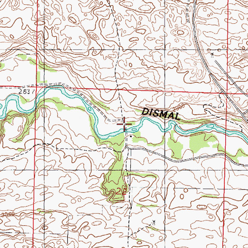 Topographic Map of Warner Bridge, NE