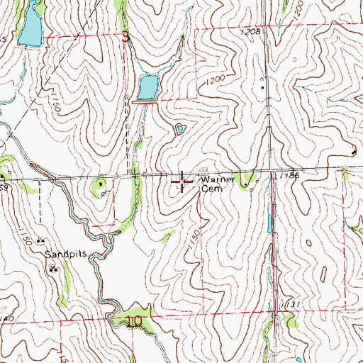 Topographic Map of Warner Cemetery, NE