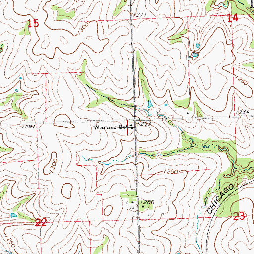 Topographic Map of Warner School, NE