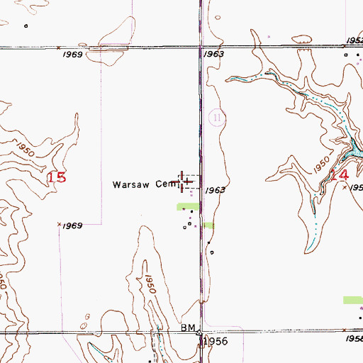 Topographic Map of Warsaw Cemetery, NE