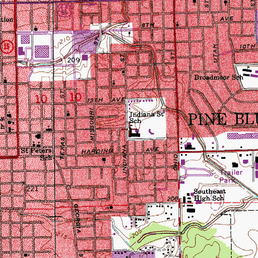Topographic Map of Indiana Street Elementary School, AR