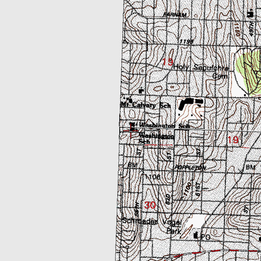 Topographic Map of Washington School, NE