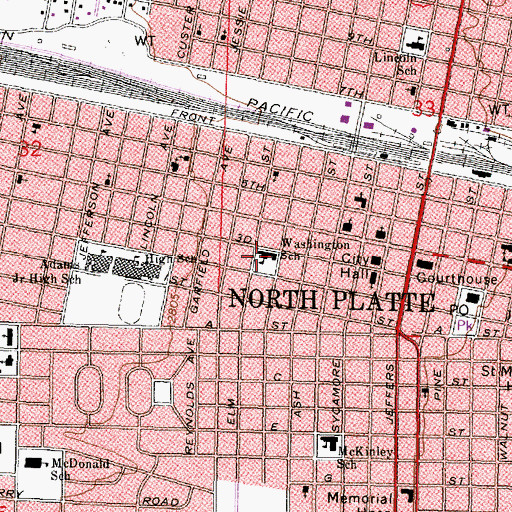 Topographic Map of Washington Elementary School, NE